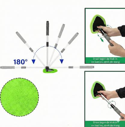 Telescopische Raamwisser Set -Uitschuifbare Steel met Inwasser & Trekker