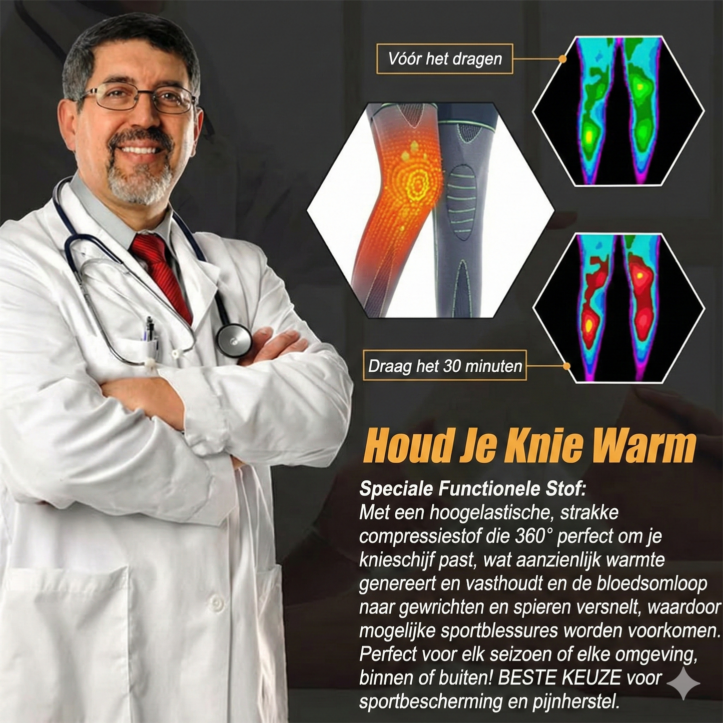 Zelfverwarmende Kniebrace (Set van 2)