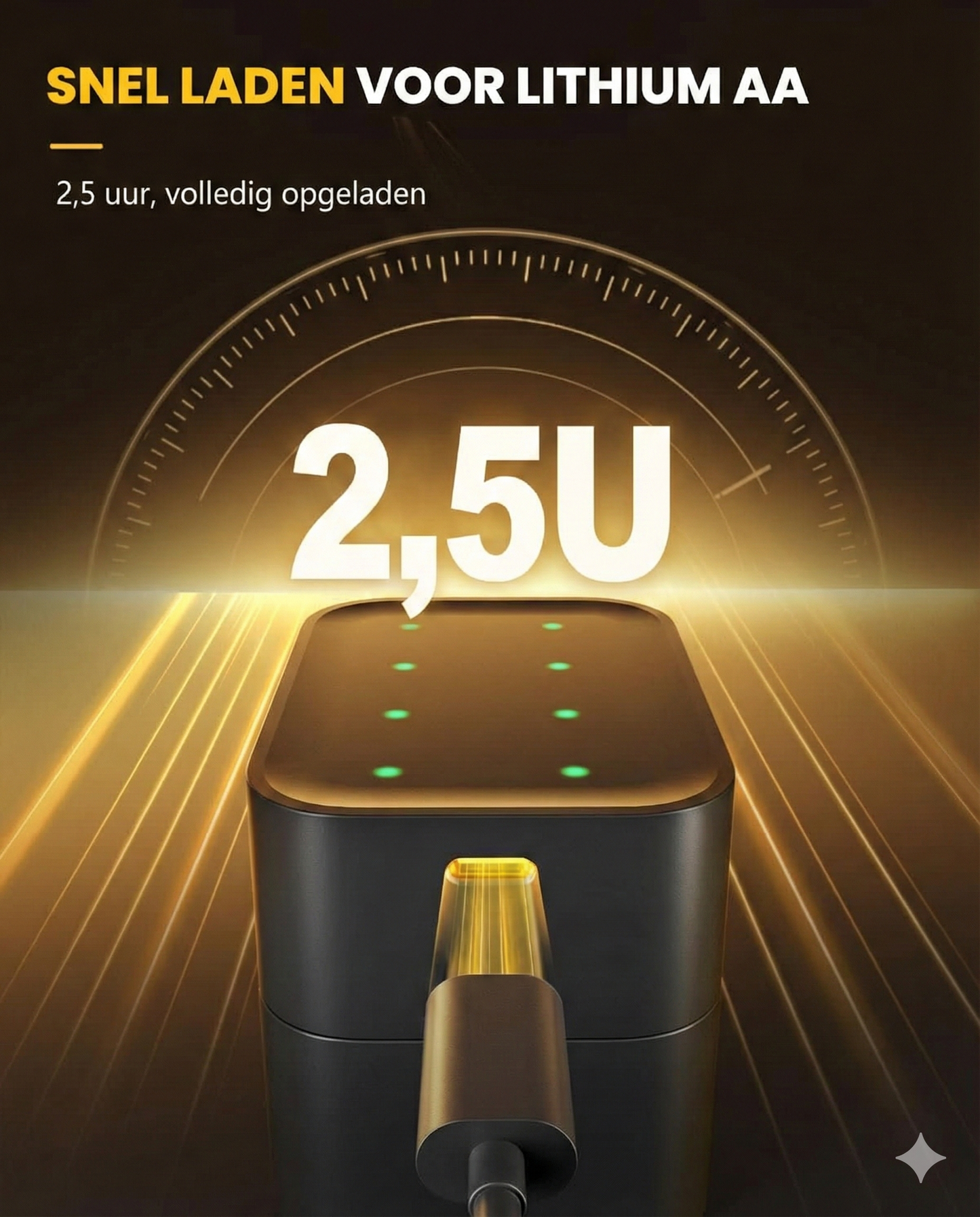 Batterijlader Set met 8 AA Oplaadbare Batterijen- Snellader 2,5 Uur (Geschikt voor AA & AAA).