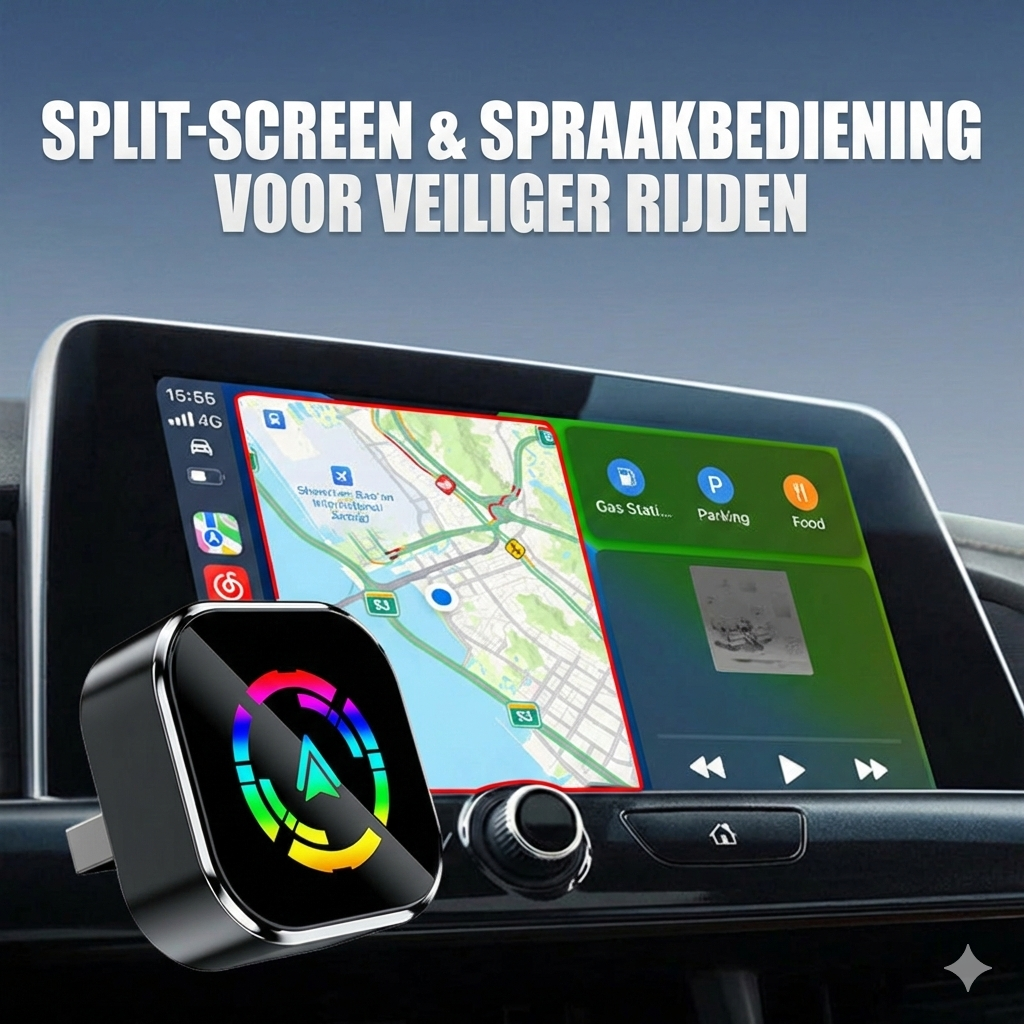 2-in-1 Draadloze Adapter voor iPhone & Android Auto