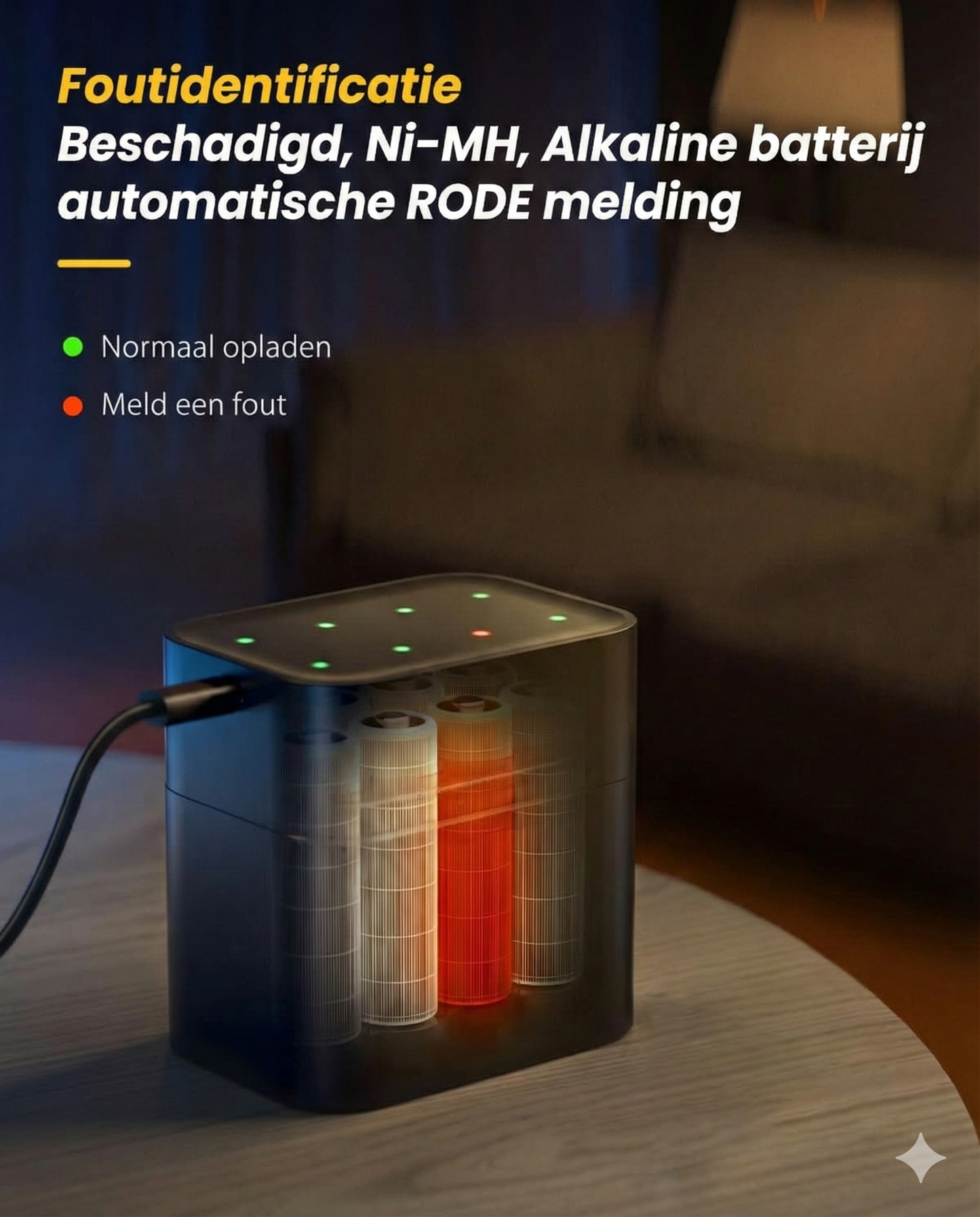 Batterijlader Set met 8 AA Oplaadbare Batterijen- Snellader 2,5 Uur (Geschikt voor AA & AAA).