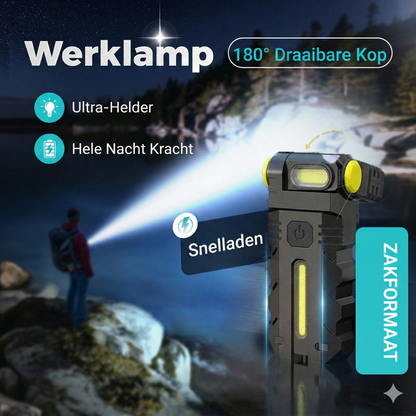 Oplaadbare LED Werklamp - 180° Kantelbaar