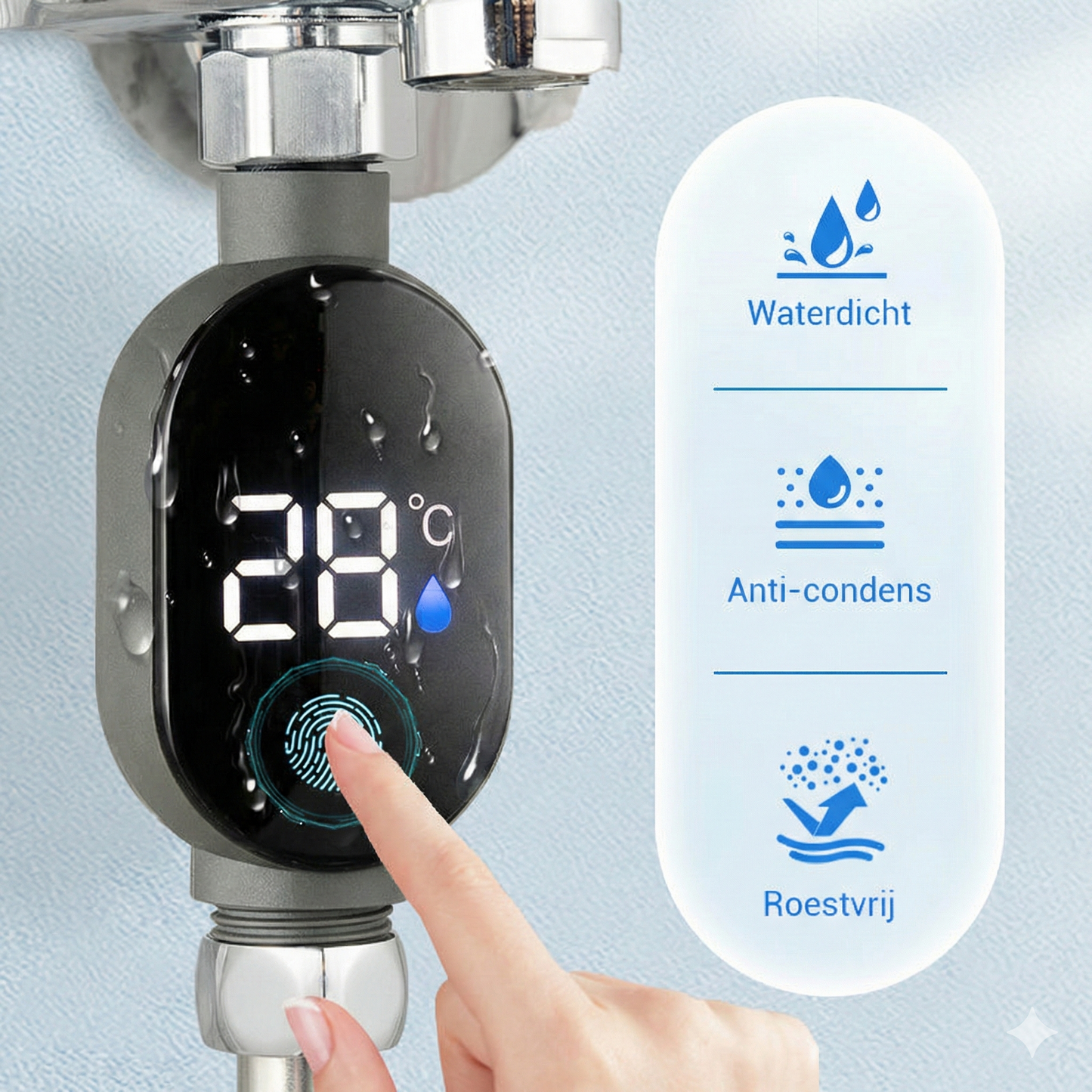 Digitale Douchethermometer - LED Waterthermometer Zonder Batterijen (Veilig voor Baby & Kind)
