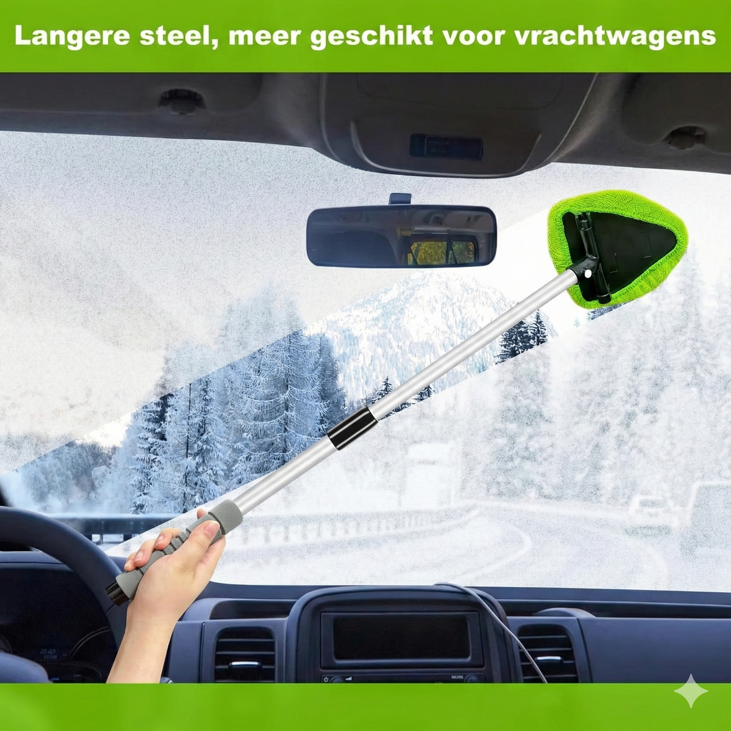 Telescopische Raamwisser Set -Uitschuifbare Steel met Inwasser & Trekker