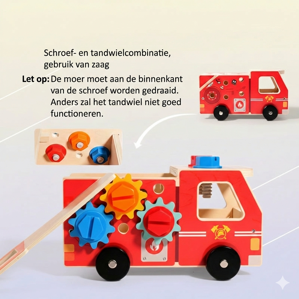 Houten Brandweerwagen Bouwpakket - Constructie Speelgoed met Gereedschap (Educatief & Duurzaam).