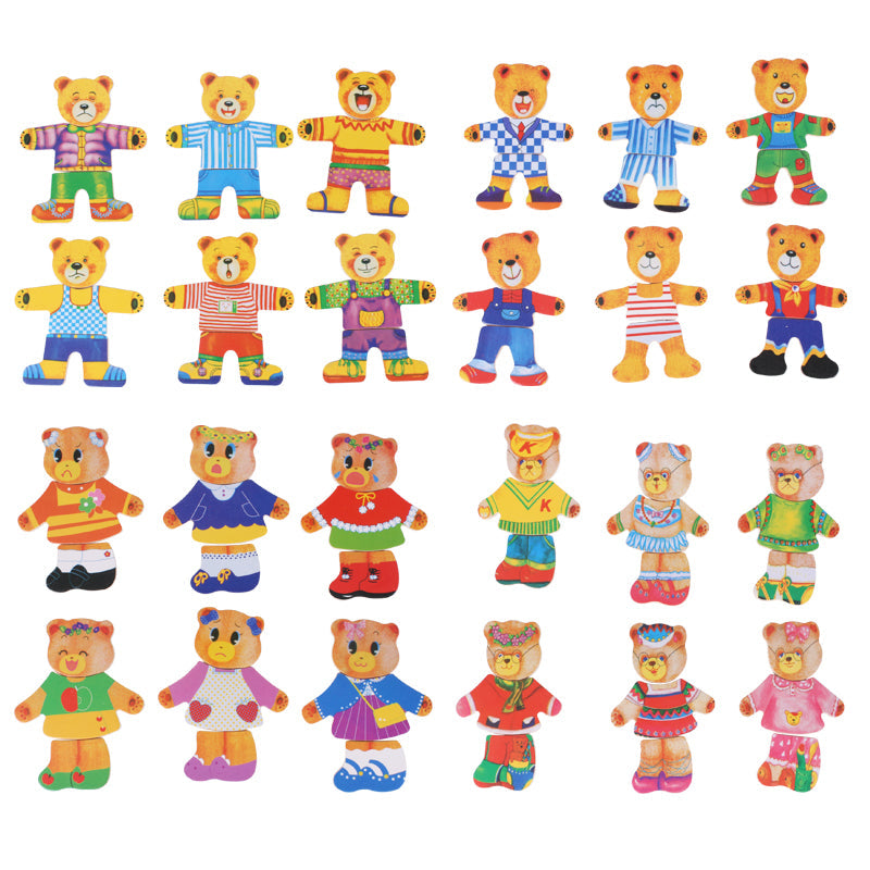 Houten Verkleedpuzzel Beer - Puzzelkist in Opbergdoos (Educatief Speelgoed).