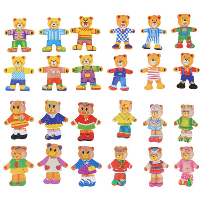 Houten Verkleedpuzzel Beer - Puzzelkist in Opbergdoos (Educatief Speelgoed).