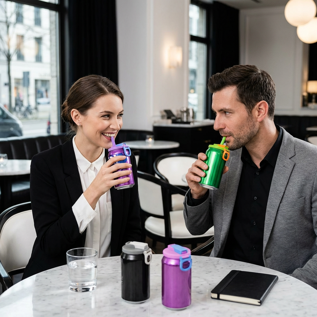2-in-1 herbruikbare siliconen rietjesdop – Lekvrij, draagbaar drinkdeksel (set van 2)