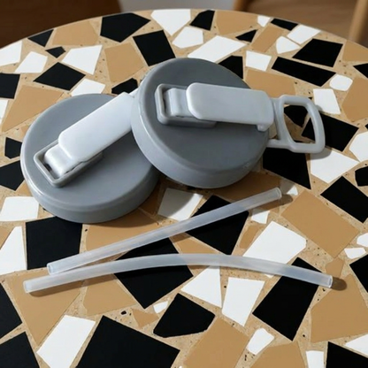 2-in-1 herbruikbare siliconen rietjesdop – Lekvrij, draagbaar drinkdeksel (set van 2)