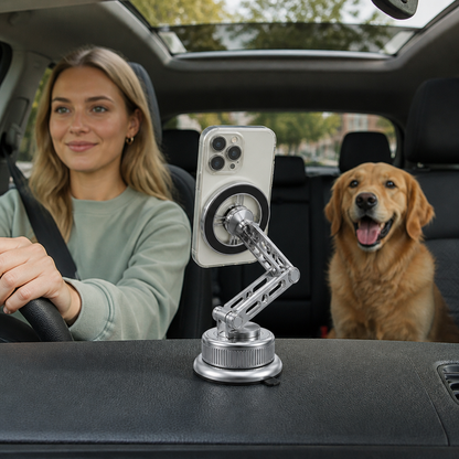 Volledig metalen telefoonhouder voor de auto met supersterke magneten en zuignap