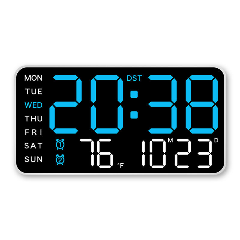 Grote Digitale Wandklok met LED Display – Moderne Elektronische Klok met Datum en Temperatuur