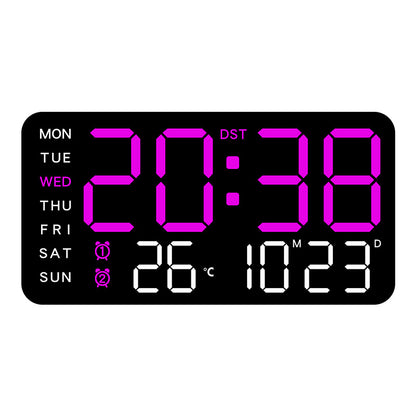 Grote Digitale Wandklok met LED Display – Moderne Elektronische Klok met Datum en Temperatuur