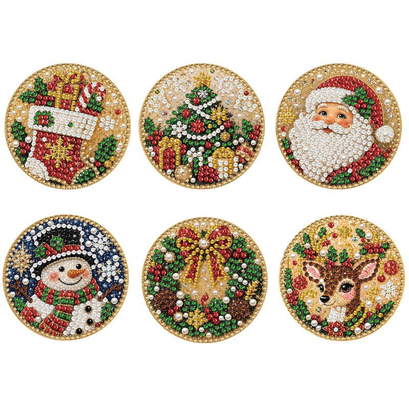 6-delige DIY diamond painting set voor kerstversiering en decoratie