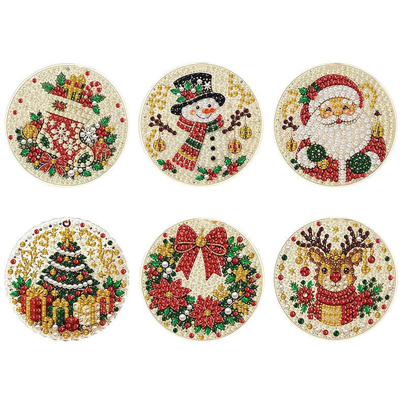 6-delige DIY diamond painting set voor kerstversiering en decoratie