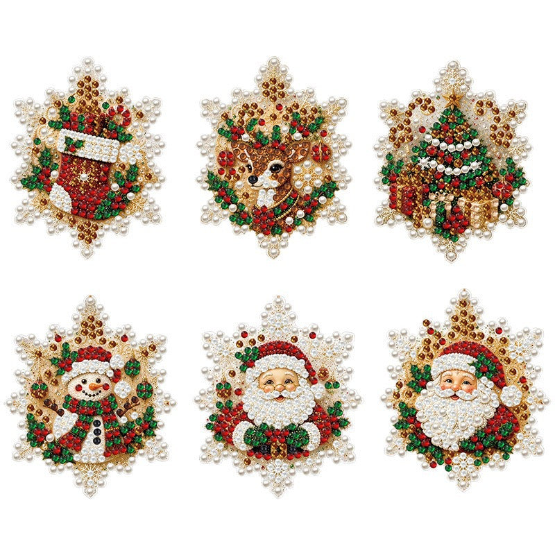 6-delige DIY diamond painting set voor kerstversiering en decoratie