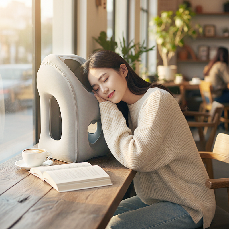Opblaasbaar ergonomisch reiskussen – Compact en draagbaar nekkussen voor vliegtuig, trein en auto