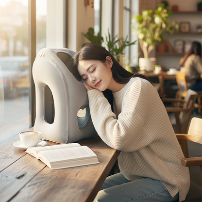 Opblaasbaar ergonomisch reiskussen – Compact en draagbaar nekkussen voor vliegtuig, trein en auto