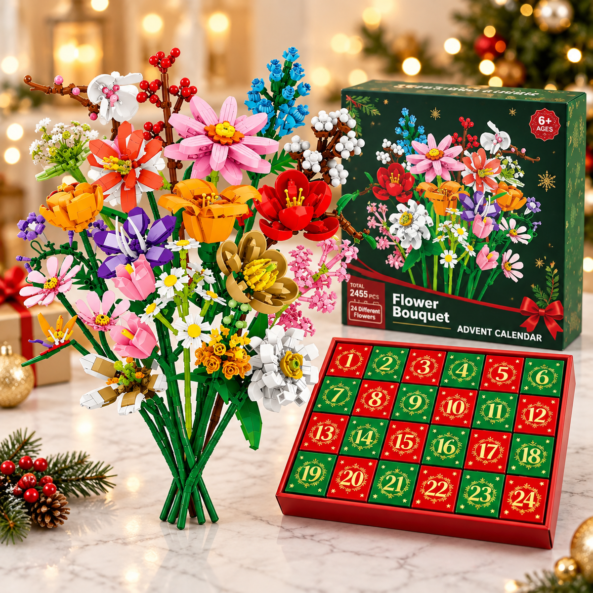 "Bloom & Build" adventskalender – Bouw je eigen magische kerstboeket
