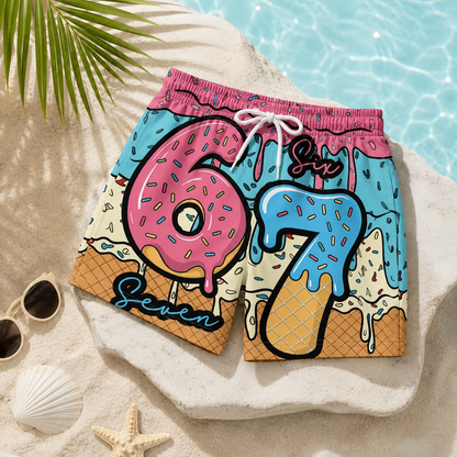 🍦Ijsjes en Donuts Print Korte Broek / Shorts met Ijs- en Donutprint🍩