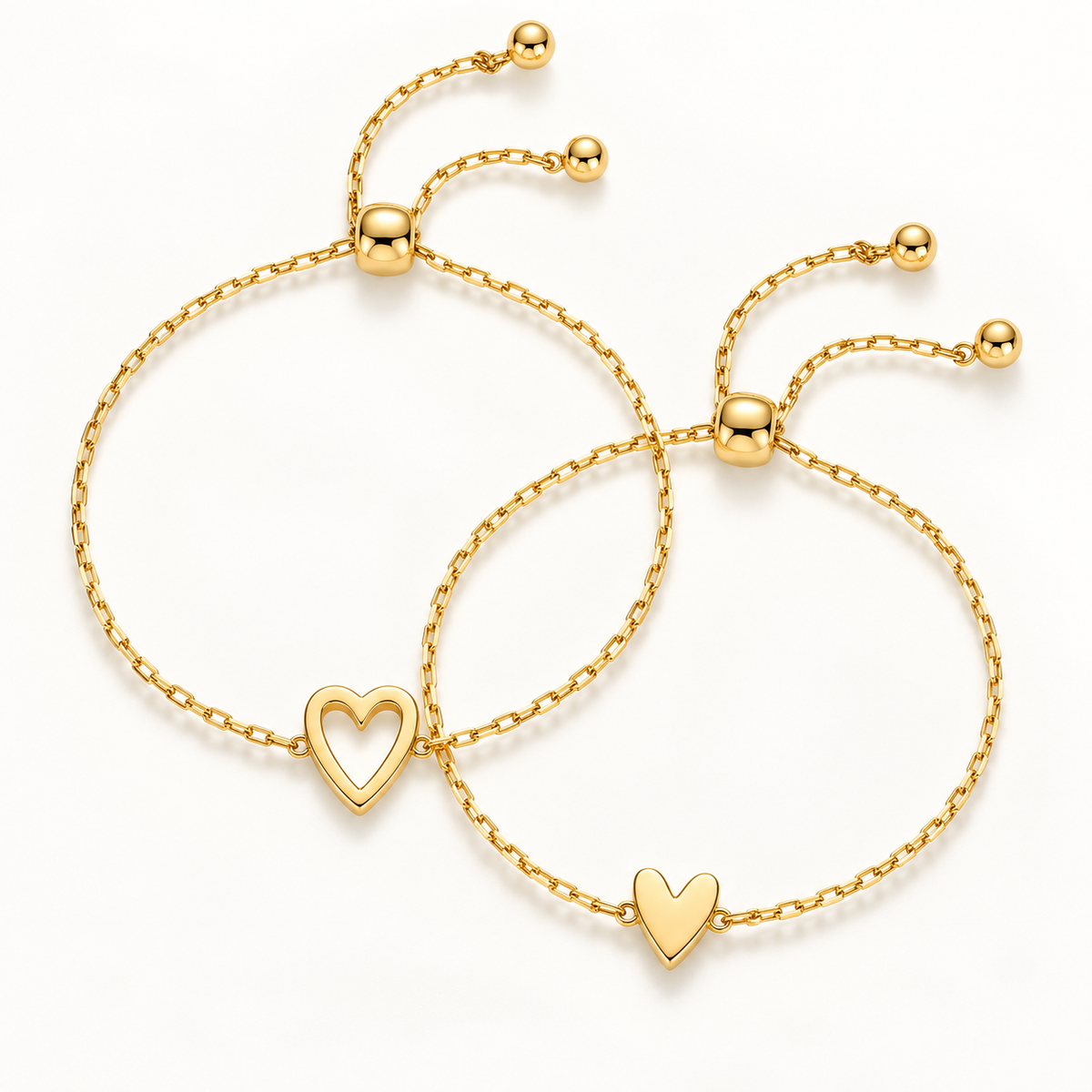 Hartjesarmband set – 14K vergulde hartjesarmband