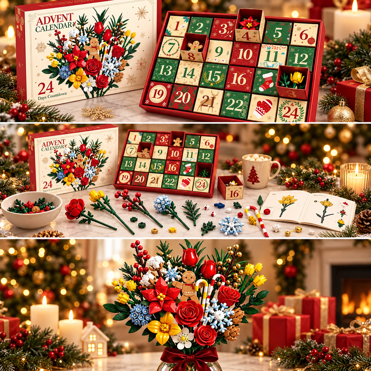 "Bloom & Build" adventskalender – Bouw je eigen magische kerstboeket