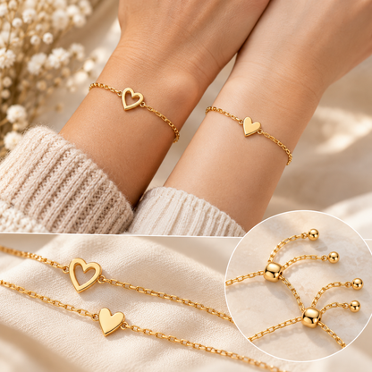 Hartjesarmband set – 14K vergulde hartjesarmband