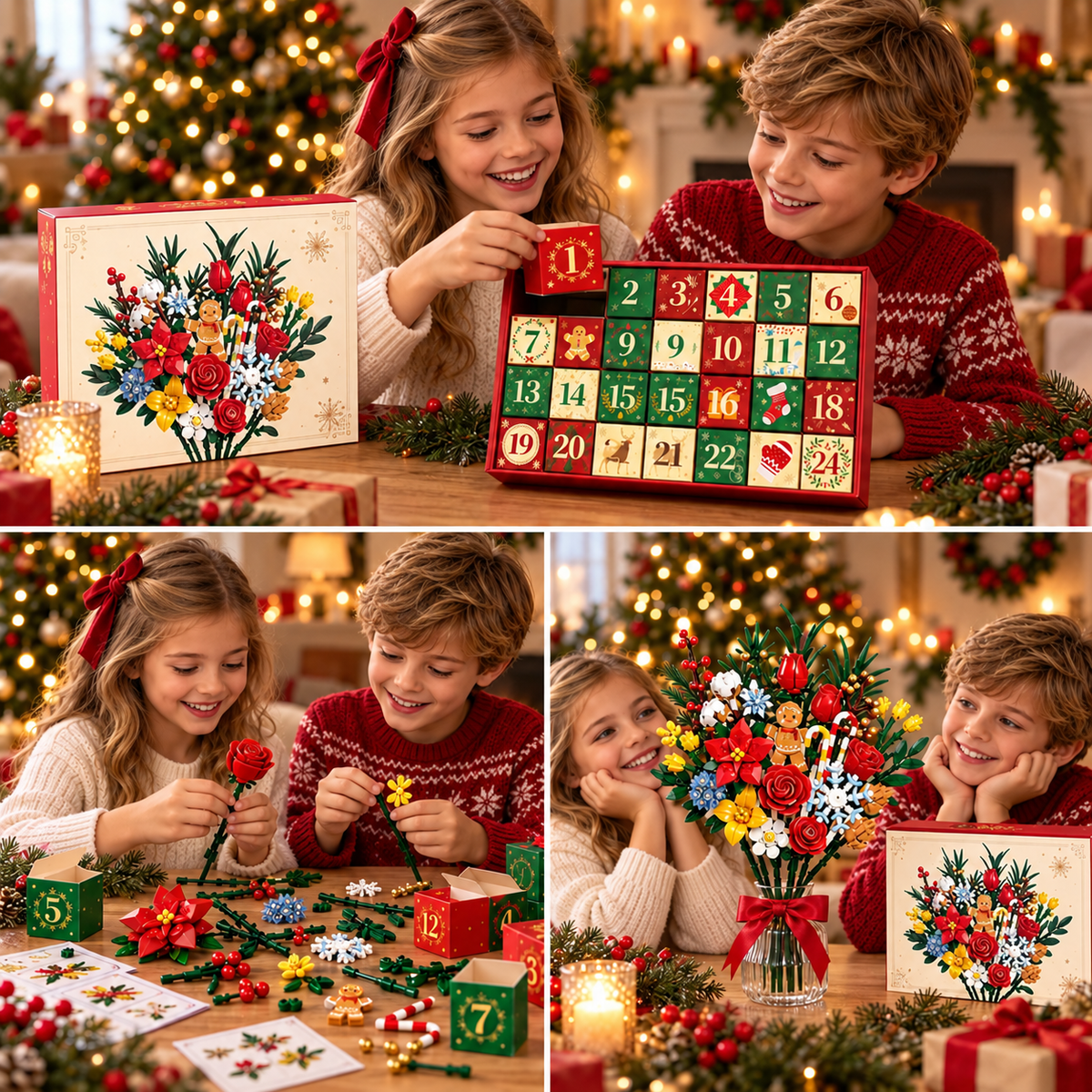 "Bloom & Build" adventskalender – Bouw je eigen magische kerstboeket