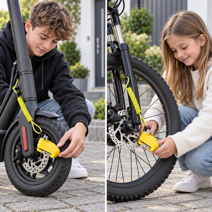 110 dB schijfremslot met alarm – Geschikt voor fietsen, bromfietsen en motorfietsen