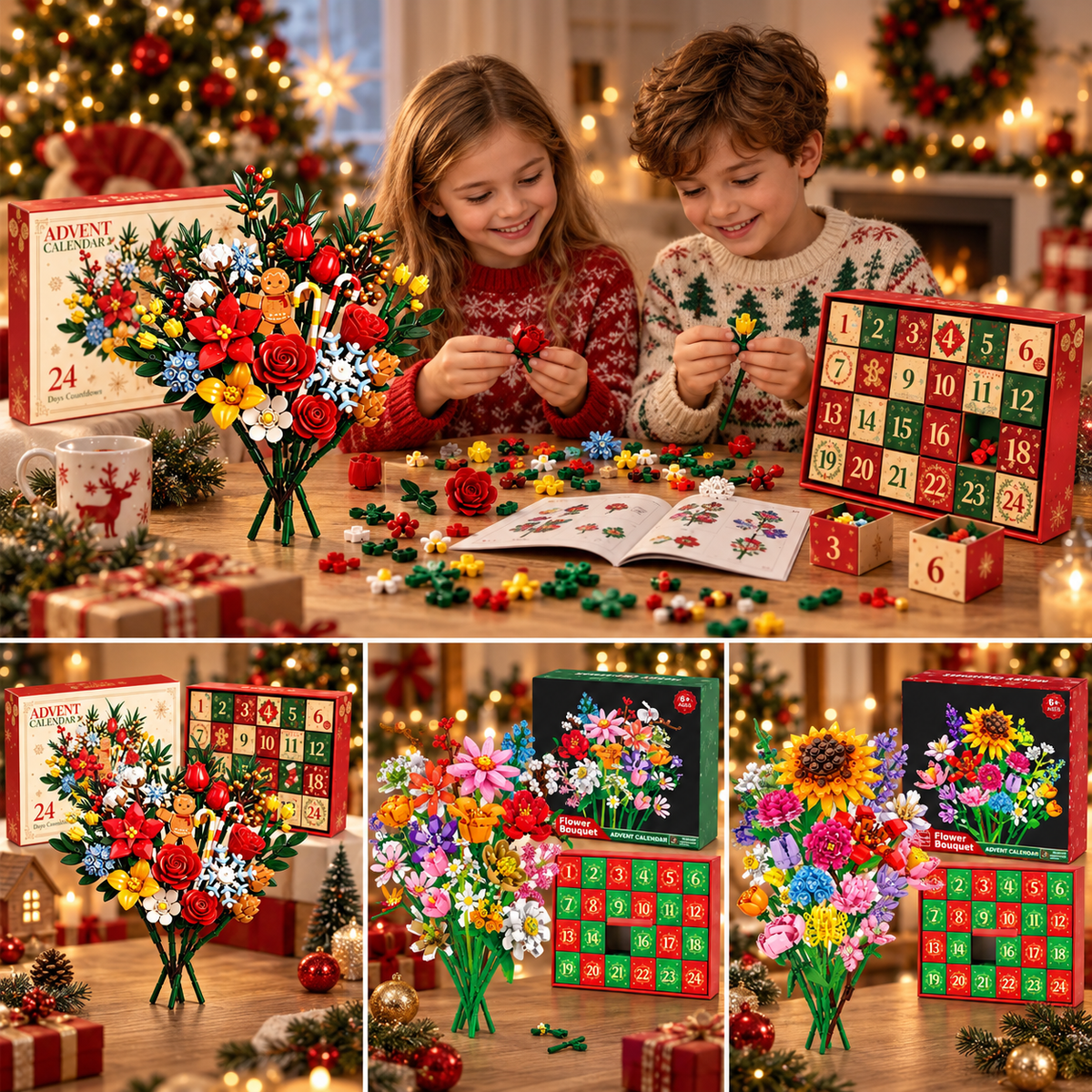 "Bloom & Build" adventskalender – Bouw je eigen magische kerstboeket