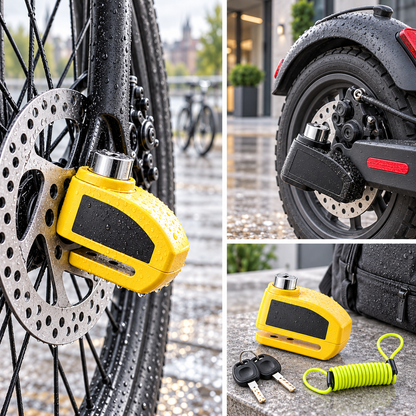 110 dB schijfremslot met alarm – Geschikt voor fietsen, bromfietsen en motorfietsen