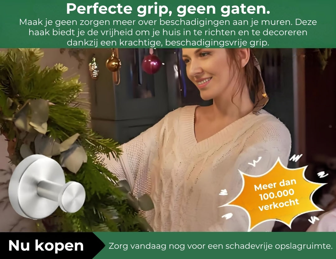 [2 Stuks] Sterke Zuignap Haken - Zelfklevende Wandhaken zonder Boren