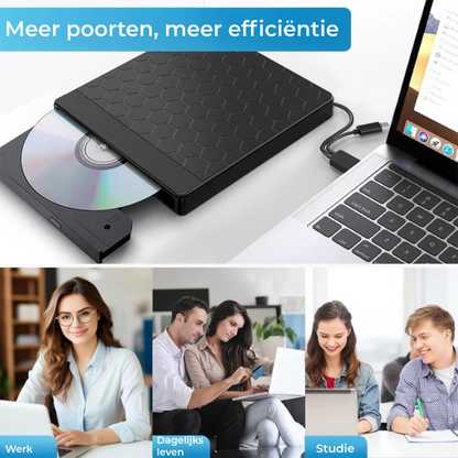 Externe DVD Speler & Brander 8-in-1 - Met USB Hub