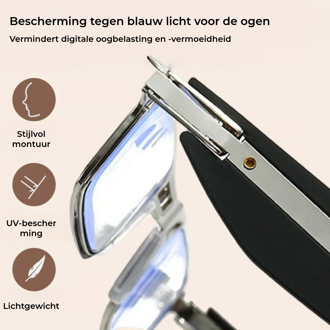 Opvouwbare Leesbril & Computerbril - Blauwlichtfilter - Inklapbaar (Incl. etui)