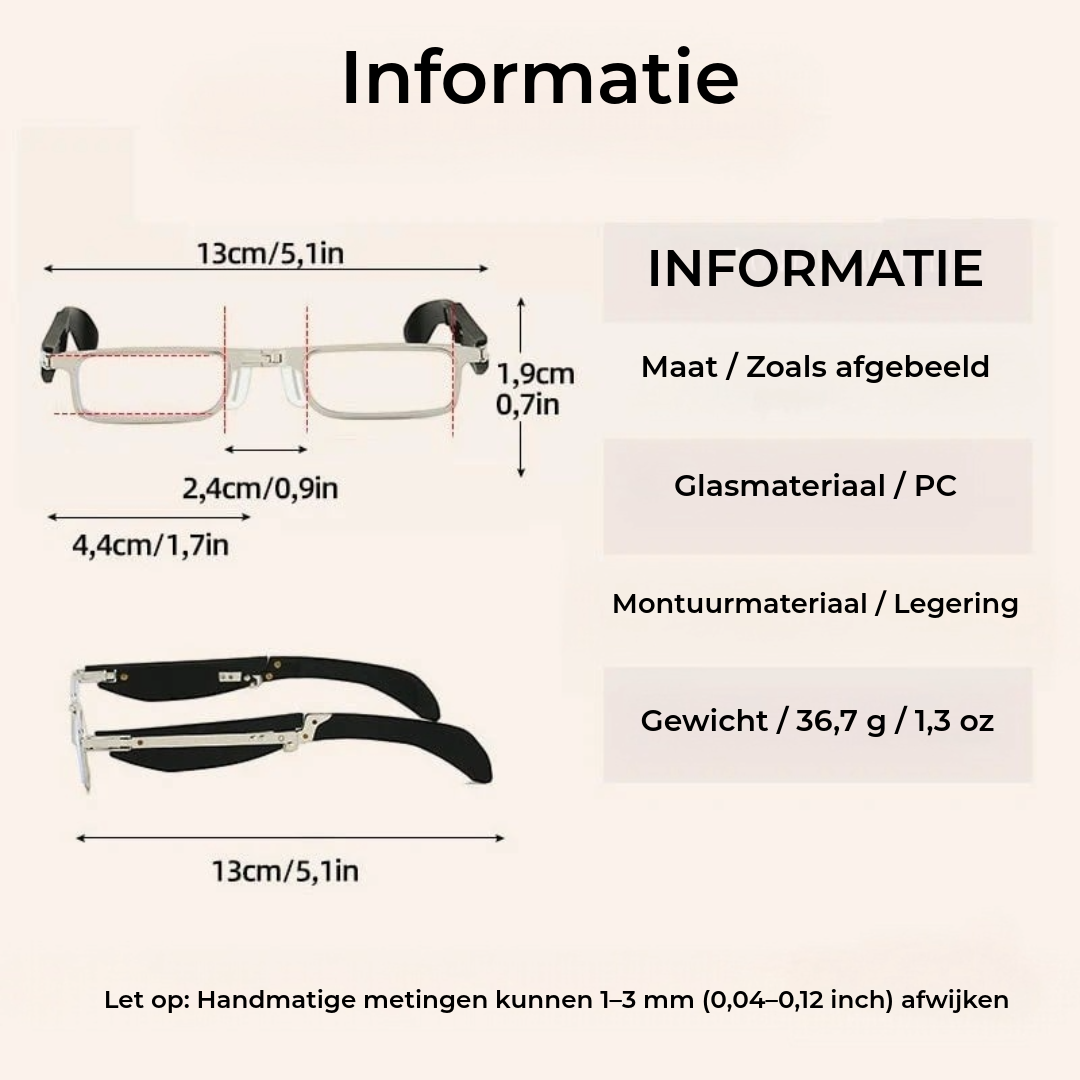 Opvouwbare Leesbril & Computerbril - Blauwlichtfilter - Inklapbaar (Incl. etui)