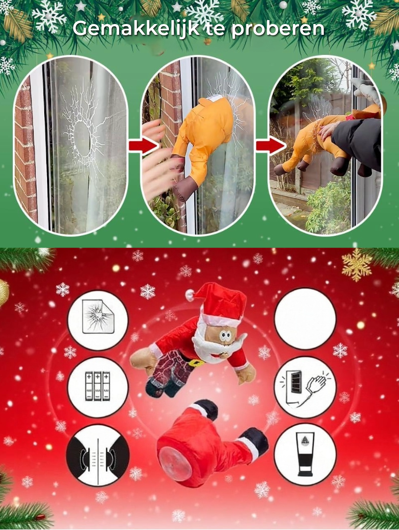 Hauska “Oho!” Joulupukki ja poro -koriste