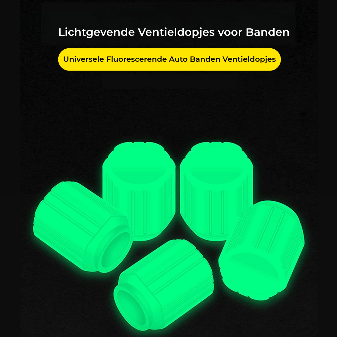 Glow in the Dark Ventieldopjes - Lichtgevend - Voor Fiets, Auto & Motor