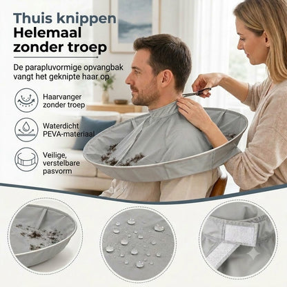 Waterdichte knipmantel met haaropvanger – Opvouwbare paraplu-knipmantel voor thuis knippen