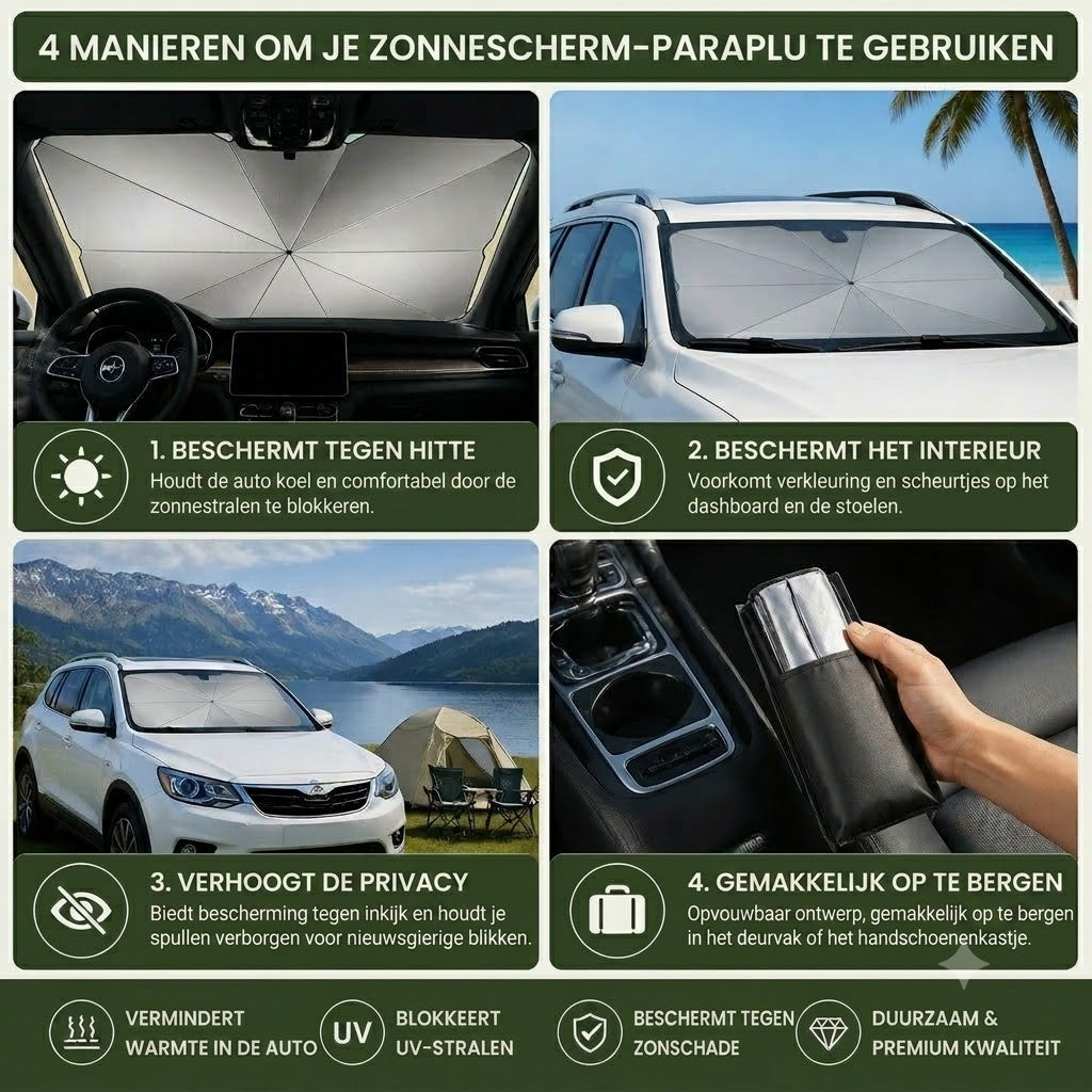 Opvouwbaar zonnescherm voor de voorruit – Effectieve UV-bescherming, biedt schaduw voor uw auto 🚗☂️