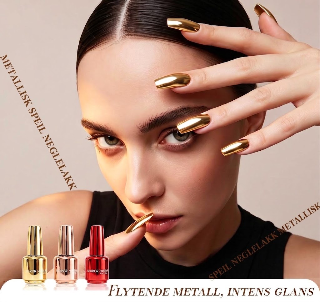 Glanzende metallic nagellak met spiegeleffect