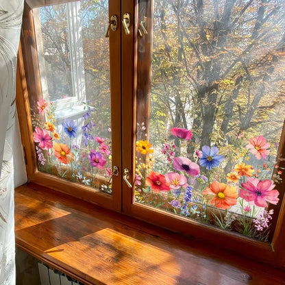 🦋🌺 Kleurrijke Bloemenboeket Raamstickers 🌷🌹