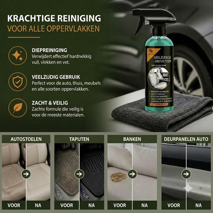 Multifunctionele autoreinigingsspray – Krachtige vlekkenverwijderaar, de ultieme oplossing voor het verwijderen van hardnekkige vlekken.