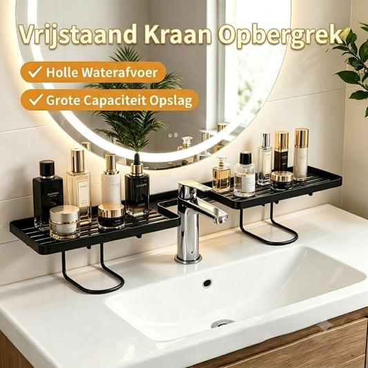 Badkamer Kraan Opbergrek – Staand & Zonder Boren / Kraan Organizer