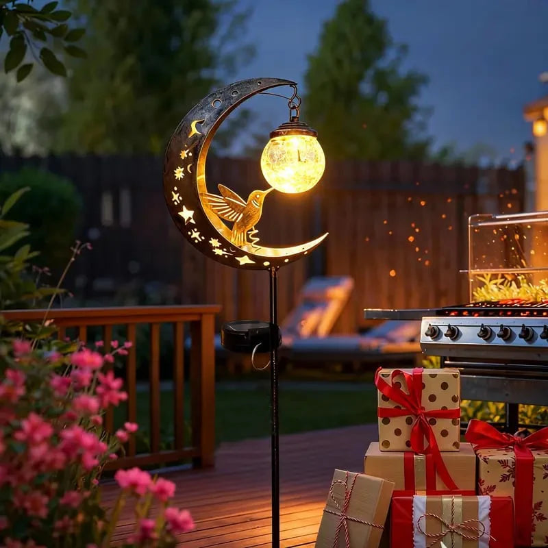 Solar Tuinverlichting Kolibrie en Maan - Decoratieve Buitenverlichting voor Tuin en Terras