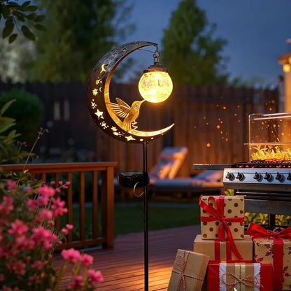 Solar Tuinverlichting Kolibrie en Maan - Decoratieve Buitenverlichting voor Tuin en Terras