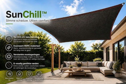 SunChill™ | Premium HDPE Schaduwdoek voor Koele Schaduw en Uv-bescherming