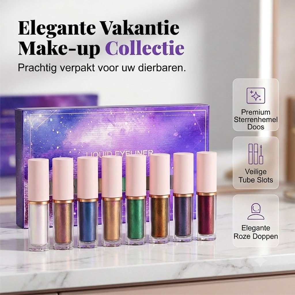 ✨ 8-Delige Glitter Vloeibare Eyeliner Set