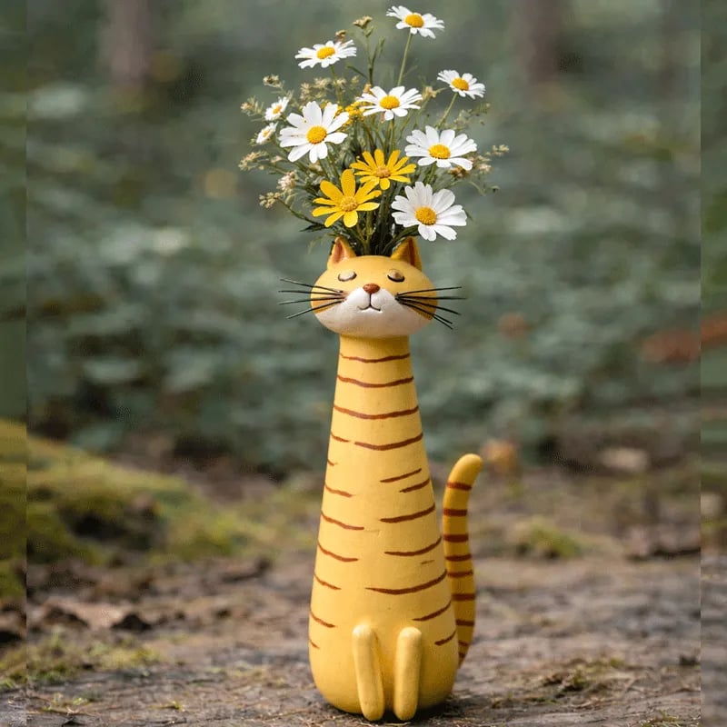 😻Handgemaakte Keramische Kattenvaas - Uniek & Origineel Design - Decoratieve Bloemenvaas voor Kattenliefhebbers