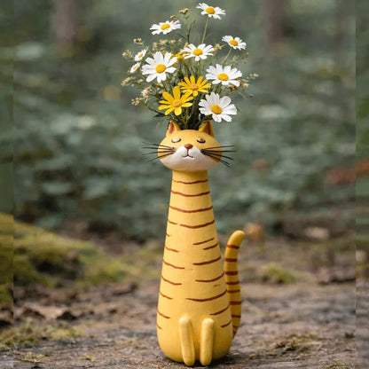 😻Handgemaakte Keramische Kattenvaas - Uniek & Origineel Design - Decoratieve Bloemenvaas voor Kattenliefhebbers