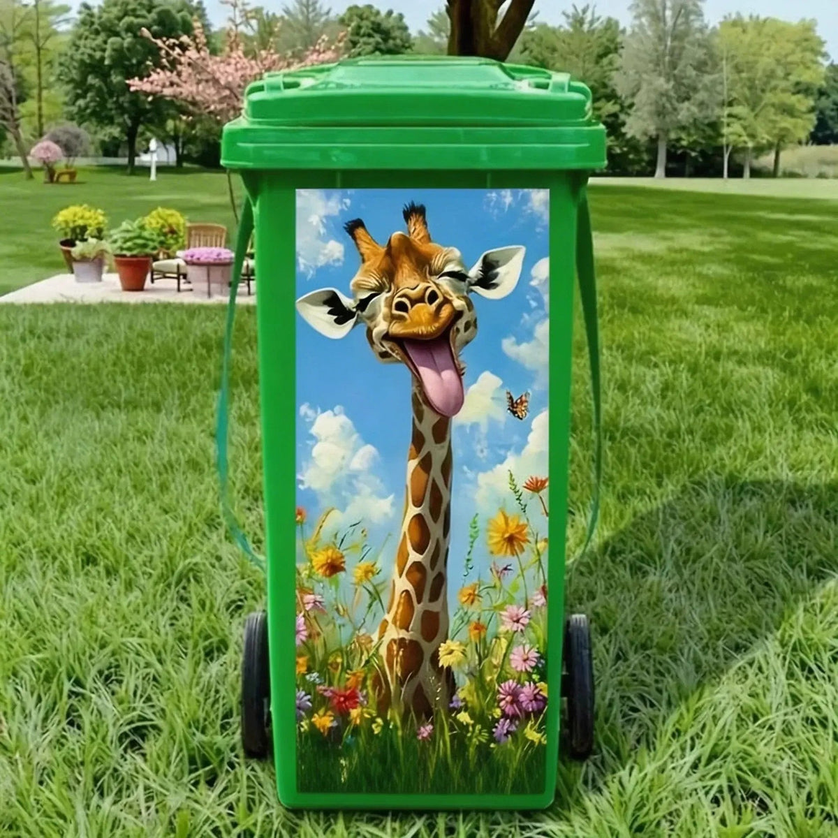 Creatieve prullenbakstickers – kleurrijke cartoonpatronen