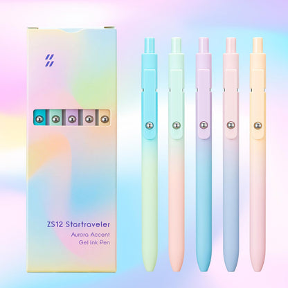 Luxe Gelpennen Set (5 stuks) - Esthetisch Kleurverloop Design - 0.5 mm Sneldrogende Inkt